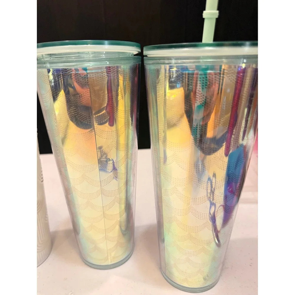 Starbucks Mermaid Color Tumbler Lot 4 Ocean Siren Pearl Shell Iridescent 24 oz